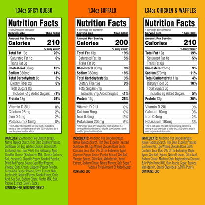 Protein Chips Variety Pack – High Protein, Low Carb Keto Snacks – Gluten-Free, Made with Real Ingredients – 1.34 oz Bags (Pack of 12)