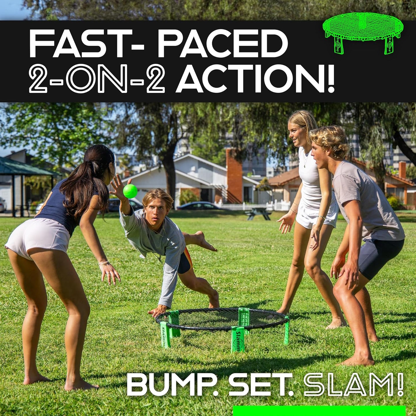 Slammo Outdoor Game Set – Fun Holiday Gift for Kids, Teens, and Family (Includes 3 Balls, Carrying Case, and Rules)