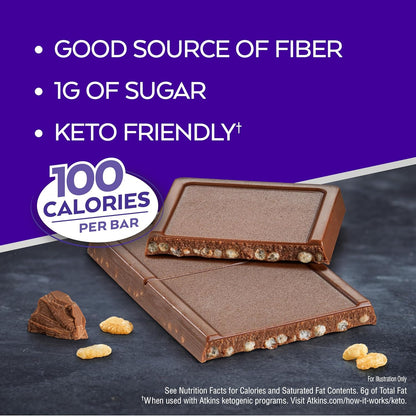 Crunchalicious Bar, 1g Net Carbs, 1g Sugar, Good Source of Fiber, 5 Count (Pack of 8)