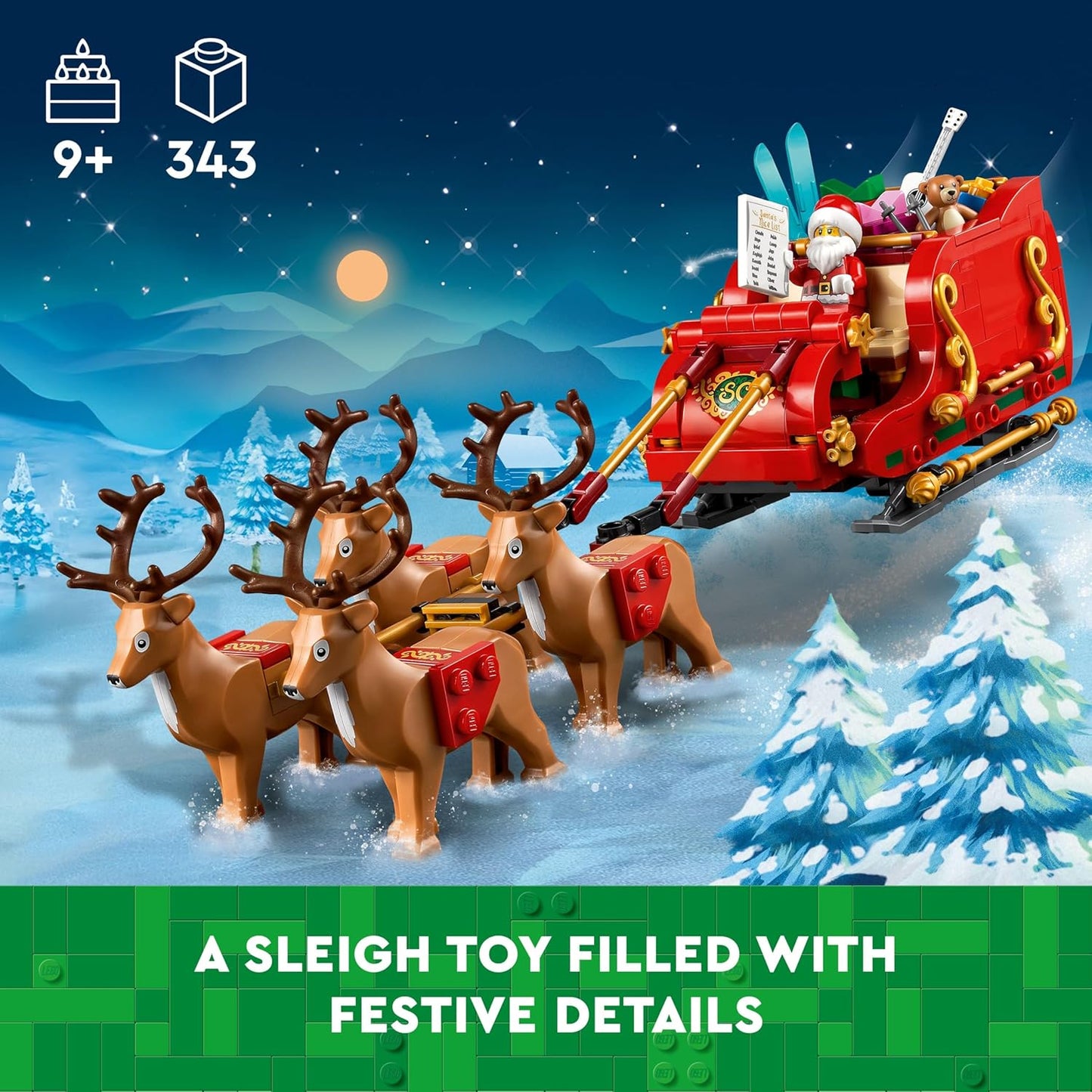 Santa's Sleigh Building Toy for Kids 9+ with Figurines