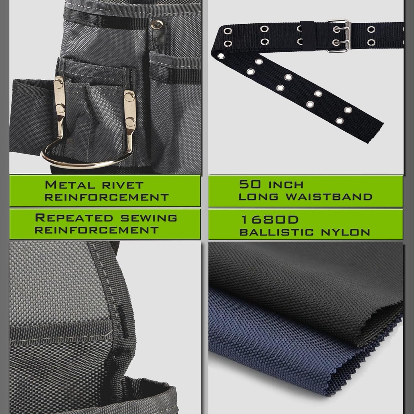 Small Magnetic Tool Belt Pouch – 11 Pocket Heavy-Duty Nylon Tool Belt for Electrician, Carpentry & Construction