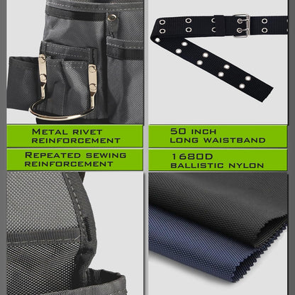 Small Magnetic Tool Belt Pouch – 11 Pocket Heavy-Duty Nylon Tool Belt for Electrician, Carpentry & Construction