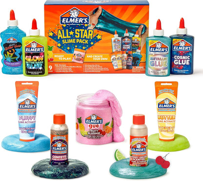 All-Star Slime Kit: 9 Count with Liquid Glue, Slime Activator, and Premade Slime
