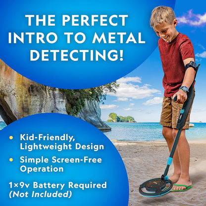National Geographic Kids Metal Detector Kit – Starter Detector with 7.4" Waterproof Coil & Trowel