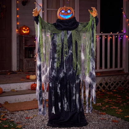 72" Life-Size Halloween Animatronic Ghost Pumpkin – Sound-Activated Haunted House Prop with Creepy Sounds for Outdoor Yard & Garden Décor