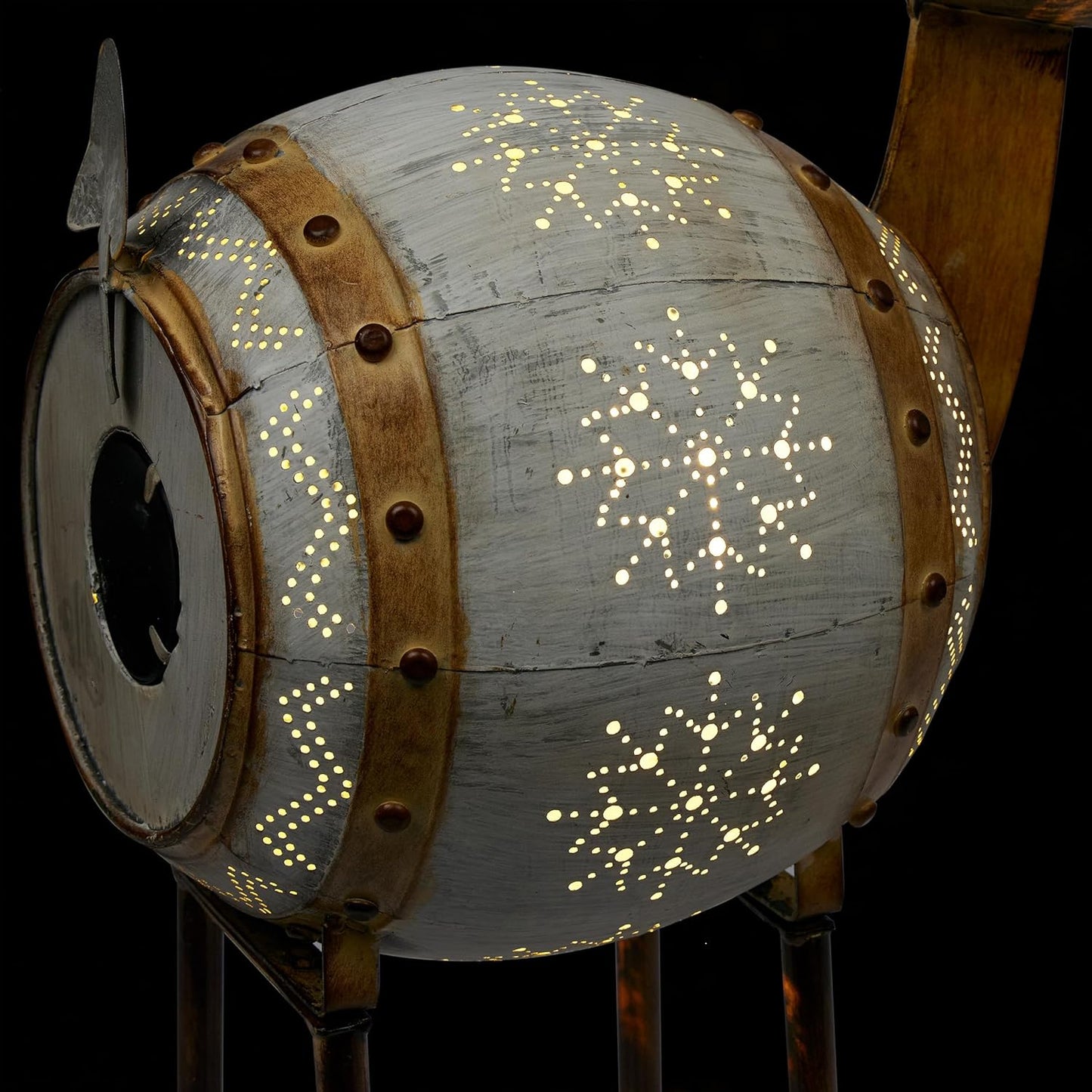 33" Tall Metal Barrel Reindeer with LED Lights