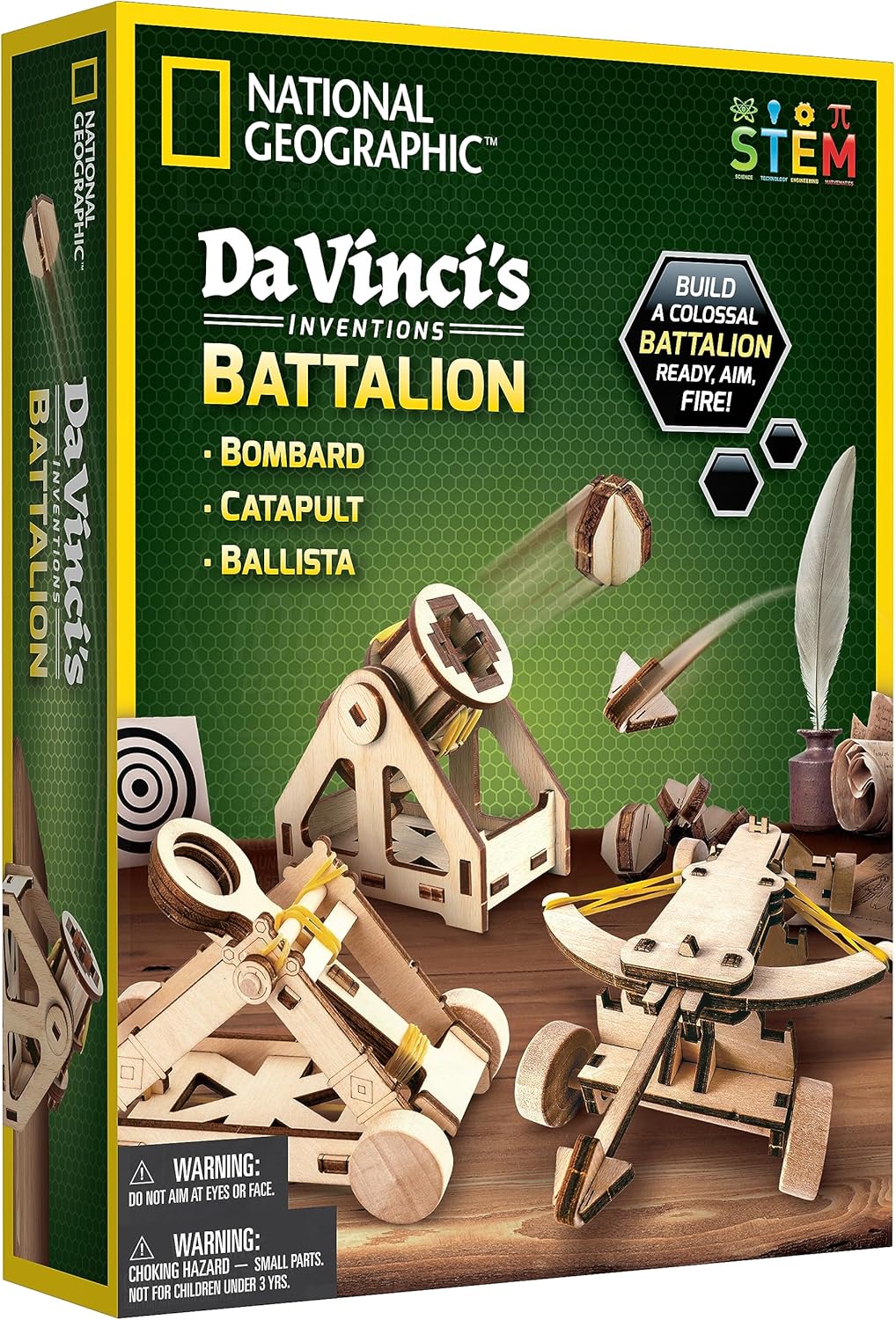 National Geographic Da Vinci Catapult Kit – Wooden 3D Puzzle & STEM Engineering Model for Kids