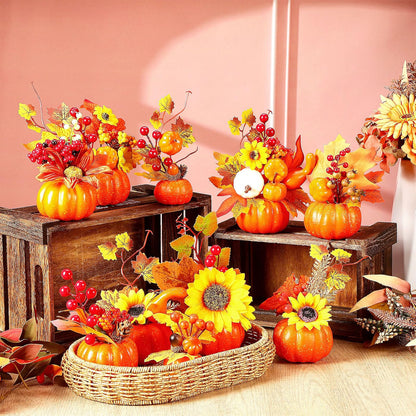 10-Piece Fall Artificial Pumpkin Plant Centerpieces – Autumn Thanksgiving Table Decorations for Home Décor