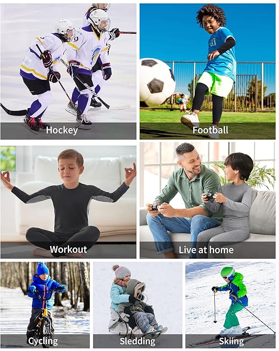 Boys' Thermal Underwear Set – Ultra Soft Fleece-Lined Long Johns & Tops, Cold Weather Base Layer (White, Large, 10-12 Years)