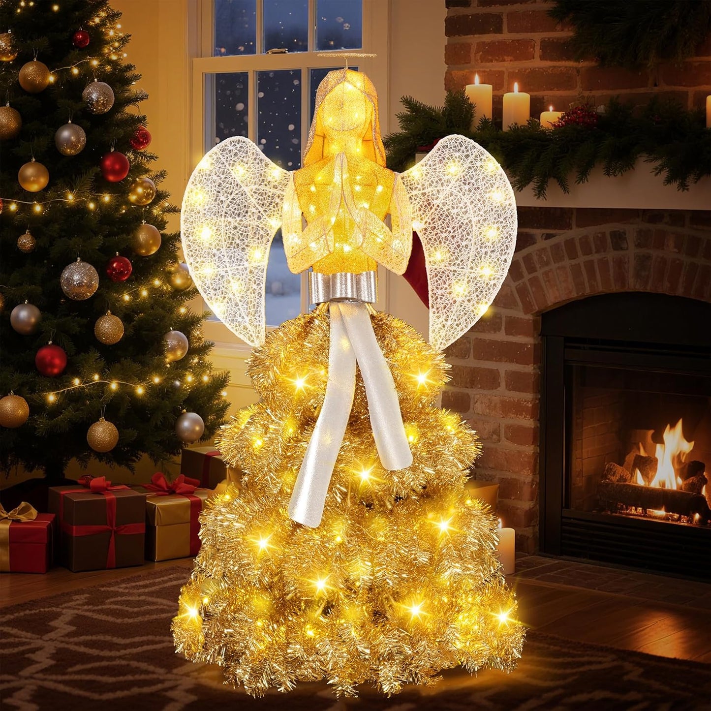 5FT Lighted Christmas Angel - Pre-lit 3D Glittered Outdoor Decoration with 150 LED Lights