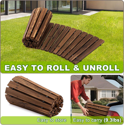 6FT Wooden Garden Pathway – Roll-Out Anti-Slip Outdoor Boardwalk (Walnut)