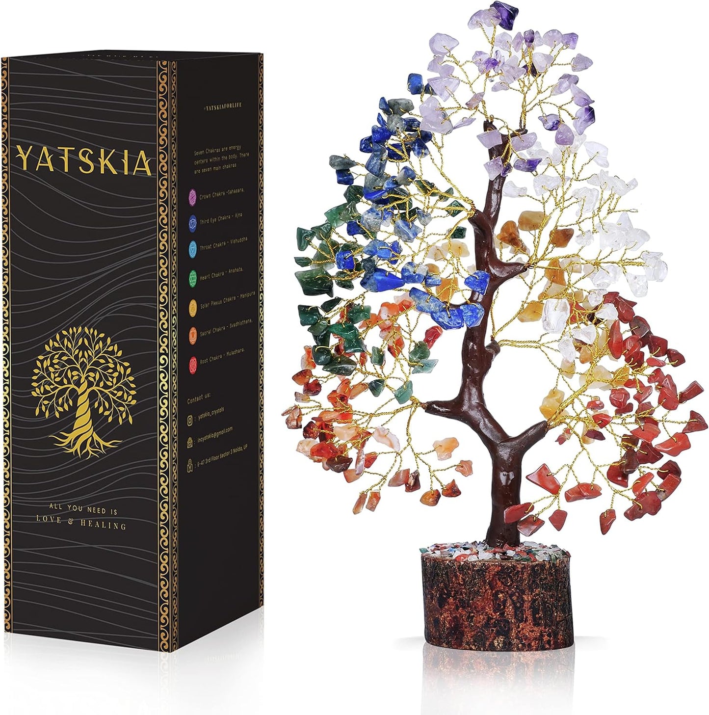7 Chakra Tree of Life, Crystals and Healing Stones, Birthday Gifts for Women - Crystal Tree for Positive Energy, Home Office Decor, Spiritual Gifts for Women
