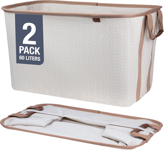 2-Pack 60L Collapsible Laundry Baskets with Handles