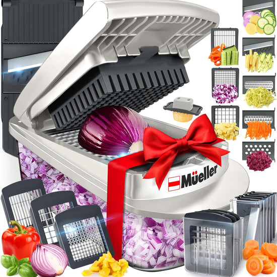 10-in-1, 8 Blade Vegetable Chopper, Onion Mincer, Cutter, Dicer, Egg Slicer with Container