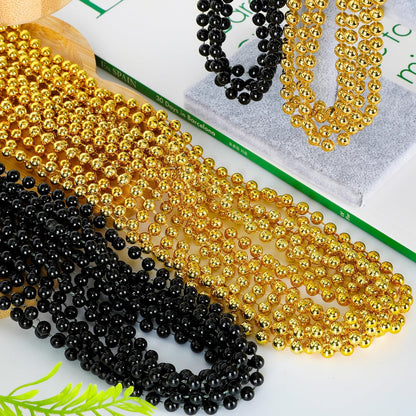 100 PCS Gold and Black Bead Necklaces - 33" New Year Party Favors and Costume Accessories