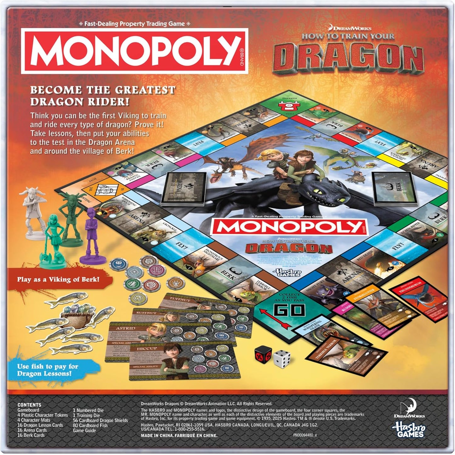 Monopoly: How to Train Your Dragon Edition | Ages 8+, 2-4 Players, 45 Minutes - Fun for All Ages!
