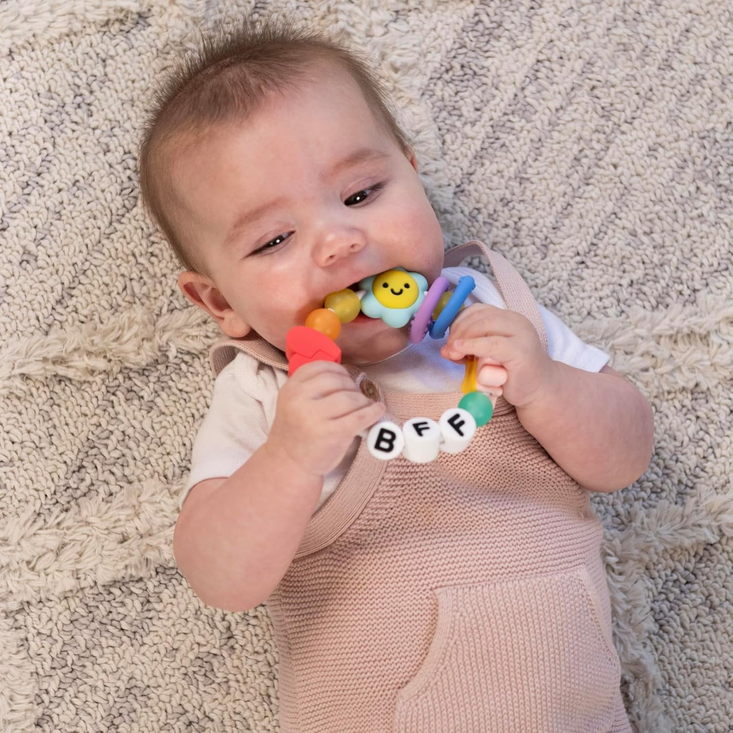 BFF Friendship Baby Teether – Soft Silicone Easy-Grip Teething Toy with Textures