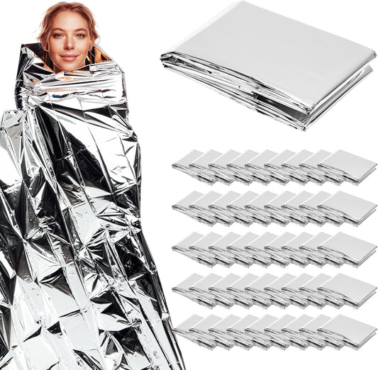 Emergency Mylar Blankets – 50-Pack Thermal Survival & Rescue Blankets (52" x 82")