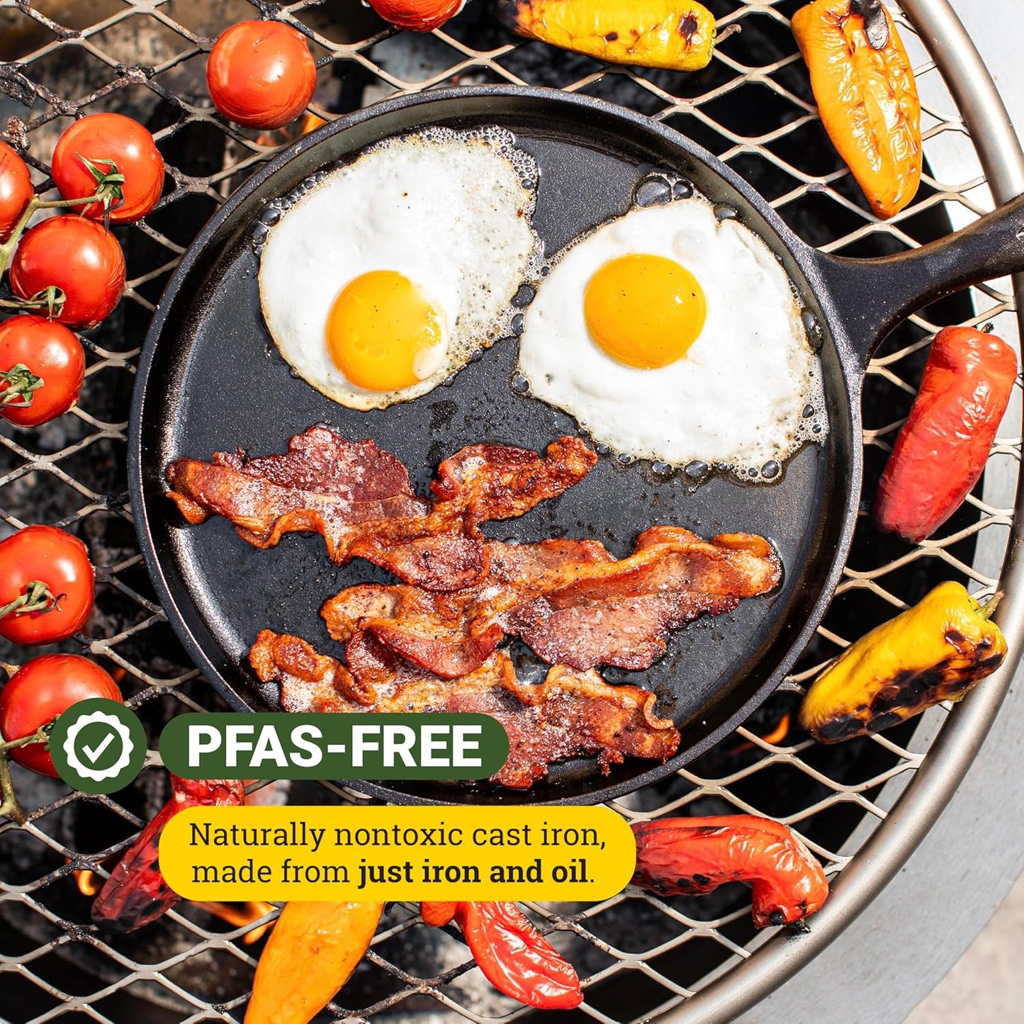 Pre-Seasoned Cast Iron Round Griddle – 10.5-Inch, Stovetop to Campfire Ready