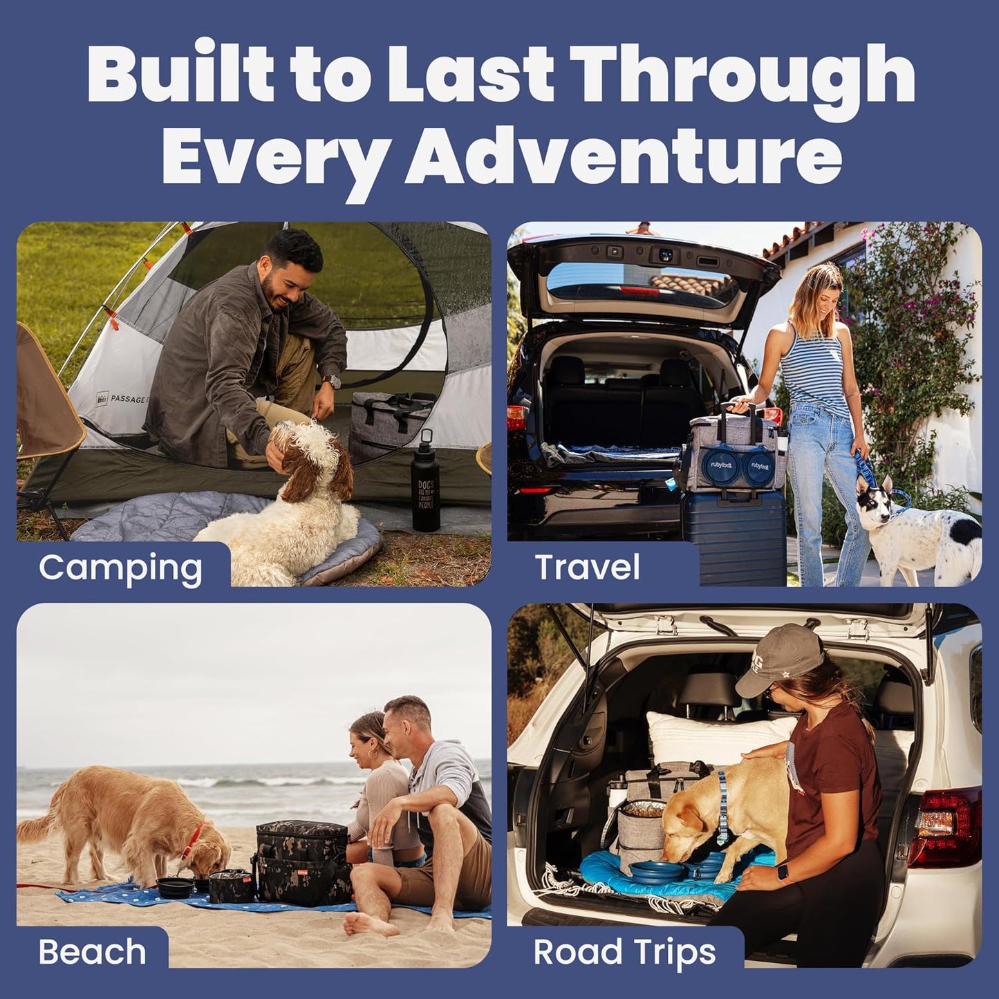 Complete Dog Travel Bag – Pet Travel Kit with 2 Food Containers & 2 BPA-Free Bowls for Road Trips & Camping