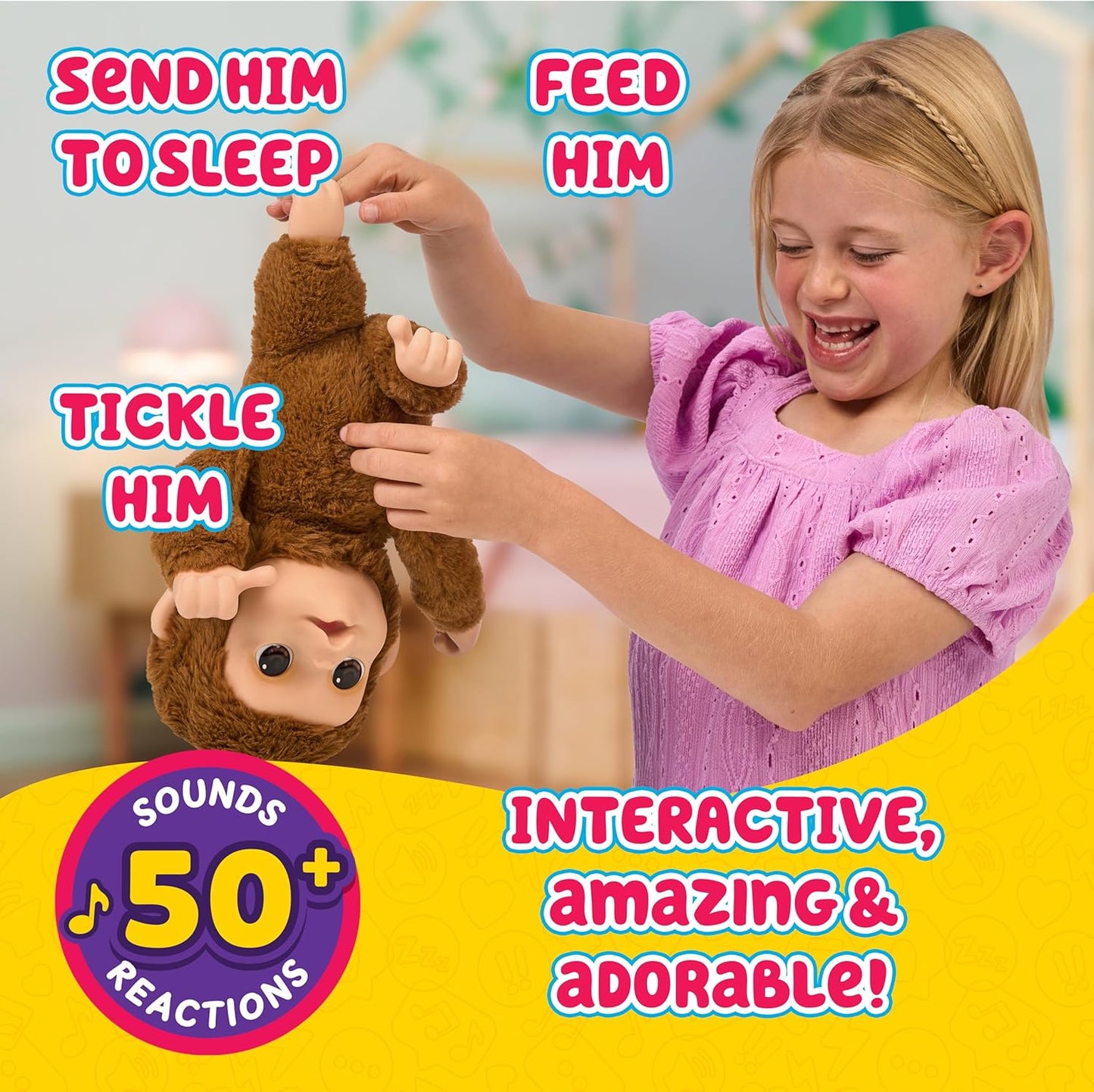 My Baby Monkey Mango - Interactive Plush Toy with 50+ Sounds for Ages 4+