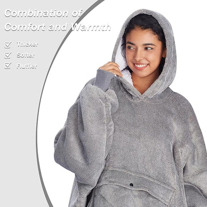 Oversized Blanket Hoodie – Wearable Sherpa Pullover for Men & Women