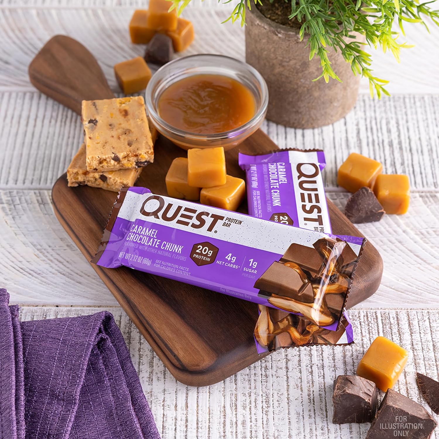 12-Count Quest Nutrition Caramel Chocolate Chunk Bars – 20g Protein, 1g Sugar, Keto Friendly