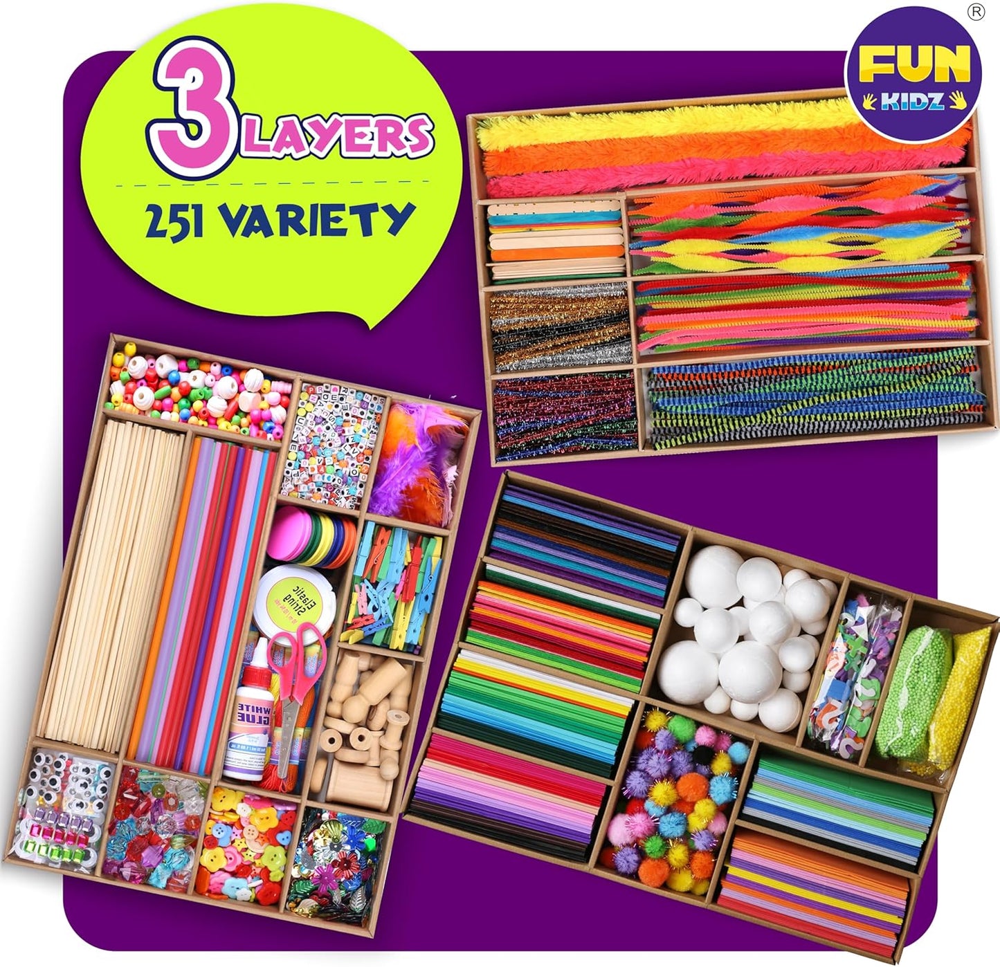 Jumbo Arts and Crafts Supplies Kit - 1600+ Creative Materials for Kids 6-12