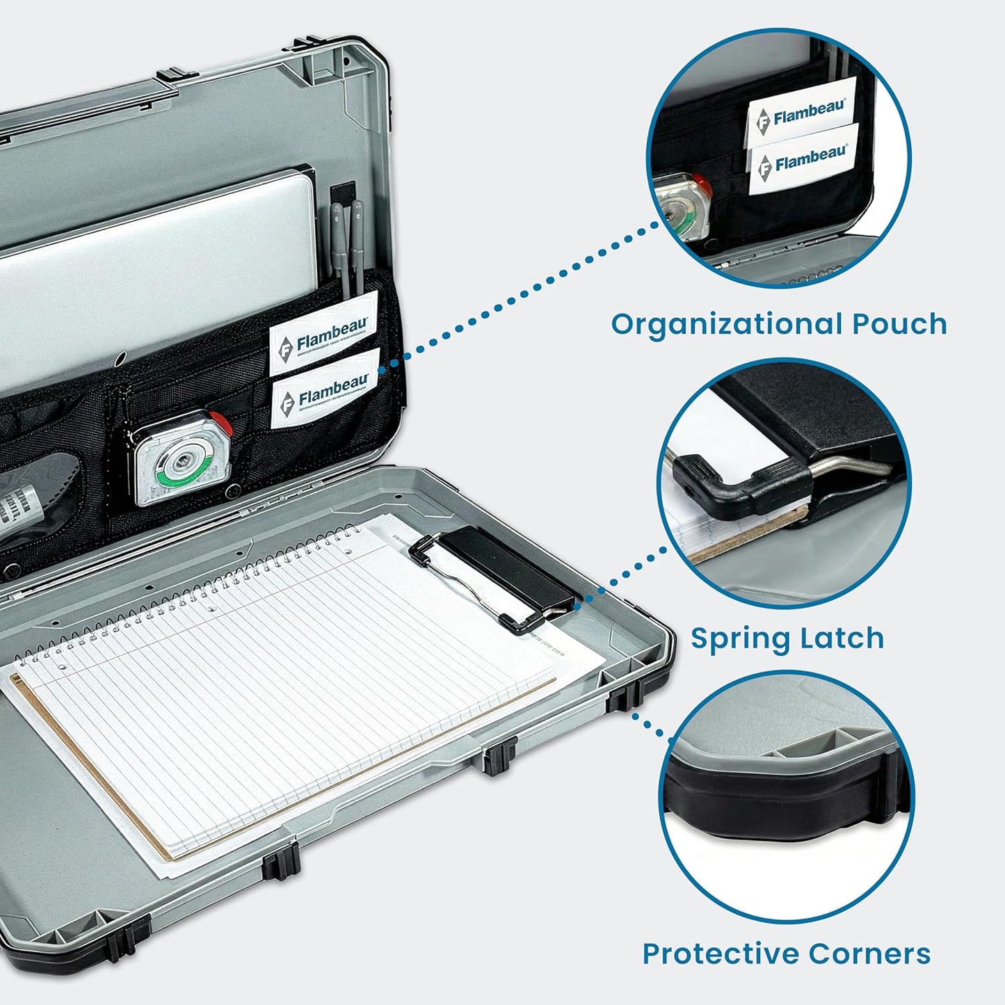 Heavy-Duty Contractor Clipboard Document Holder, Portable Storage Organizer for Papers, Receipts & Forms | Office, School & Jobsite Use, Grey