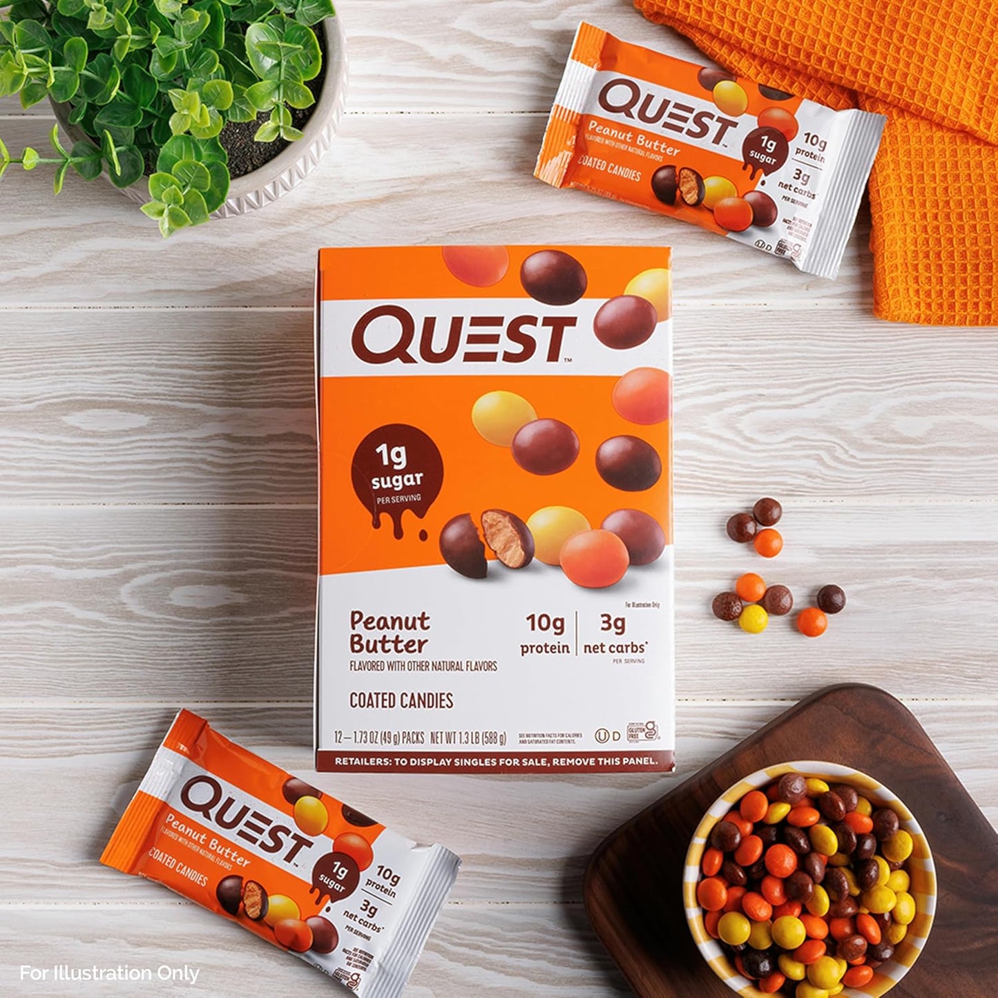 12-Count Quest Peanut Butter Candies: 1g Sugar, 10g Protein, 4g Net Carbs, Keto-Friendly