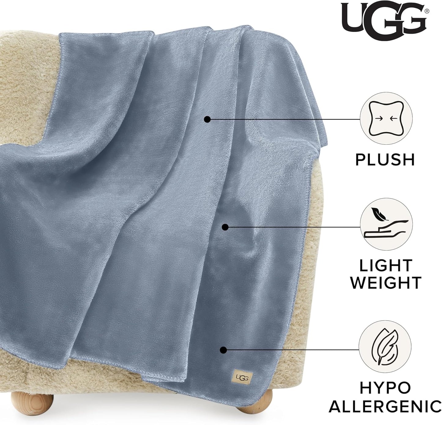 Denim Blue Plush Fleece Throw Blanket, 50" x 70"