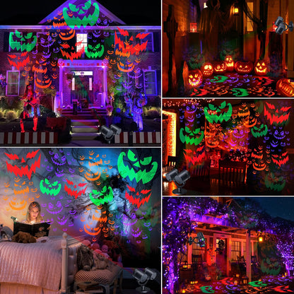 Double-Head Halloween Projector Lights – Dynamic Devil Face Outdoor & Indoor Projection with Timer, Waterproof Holiday Decor