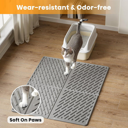 Cat Litter Box Mat - Scratch-Resistant, Easy to Clean, Soft on Paws, Waterproof & Urine-Proof