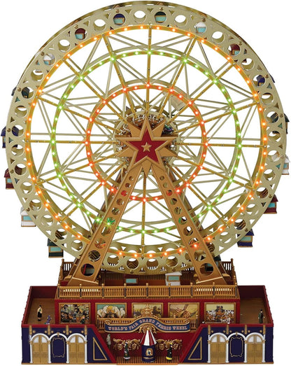 15-Inch Gold Ferris Wheel Christmas Decoration - Animated Musical Display with LED Lights and 50 Songs