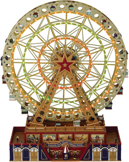 15-Inch Gold Ferris Wheel Christmas Decoration - Animated Musical Display with LED Lights and 50 Songs