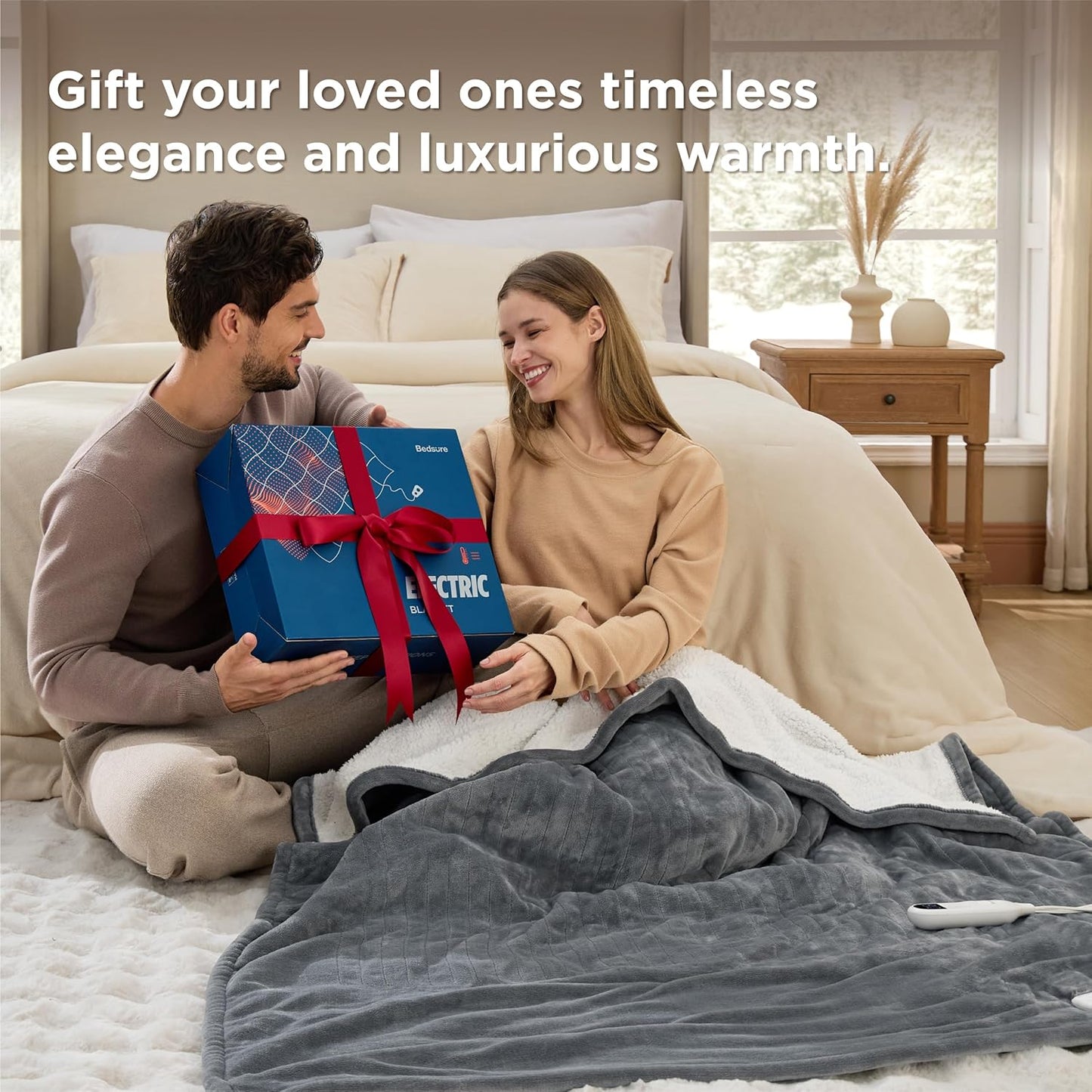 Heated Throw Blanket – Fast-Heating Electric Flannel with Timer & 6 Heat Levels (50" x 60", Grey)