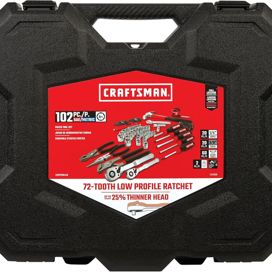 102-Piece Home & Car Tool Kit with SAE/Metric Sockets, Screwdrivers, Wrenches, and More