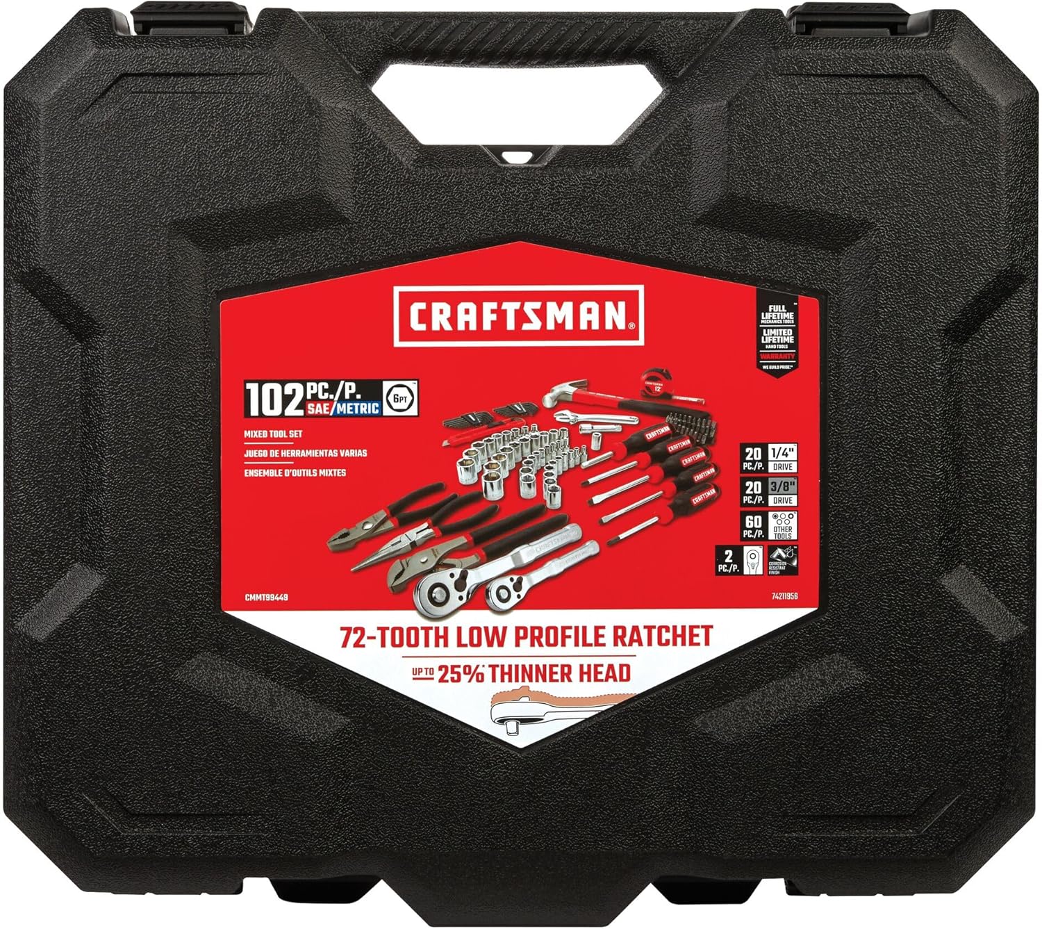 102-Piece Home & Car Tool Kit with SAE/Metric Sockets, Screwdrivers, Wrenches, and More