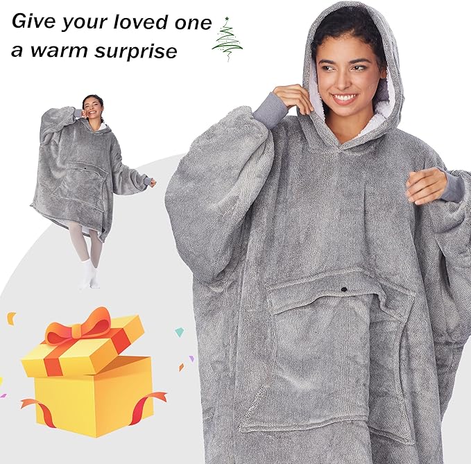Oversized Blanket Hoodie – Wearable Sherpa Pullover for Men & Women