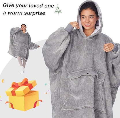 Oversized Blanket Hoodie – Wearable Sherpa Pullover for Men & Women