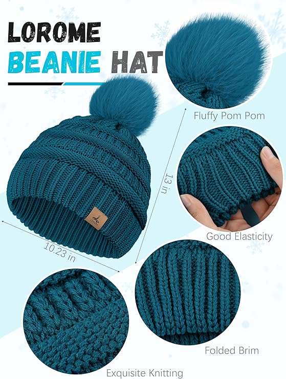 Women’s Winter Beanie, Scarf, Touchscreen Gloves & Ear Warmer Set – Warm Knit Gift