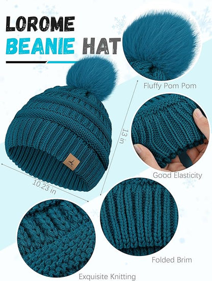 Women’s Winter Beanie, Scarf, Touchscreen Gloves & Ear Warmer Set – Warm Knit Gift