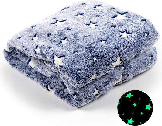 Glow-in-the-Dark Galaxy Throw Blanket – Super Soft Cozy Night Sky Blue (50" x 60")