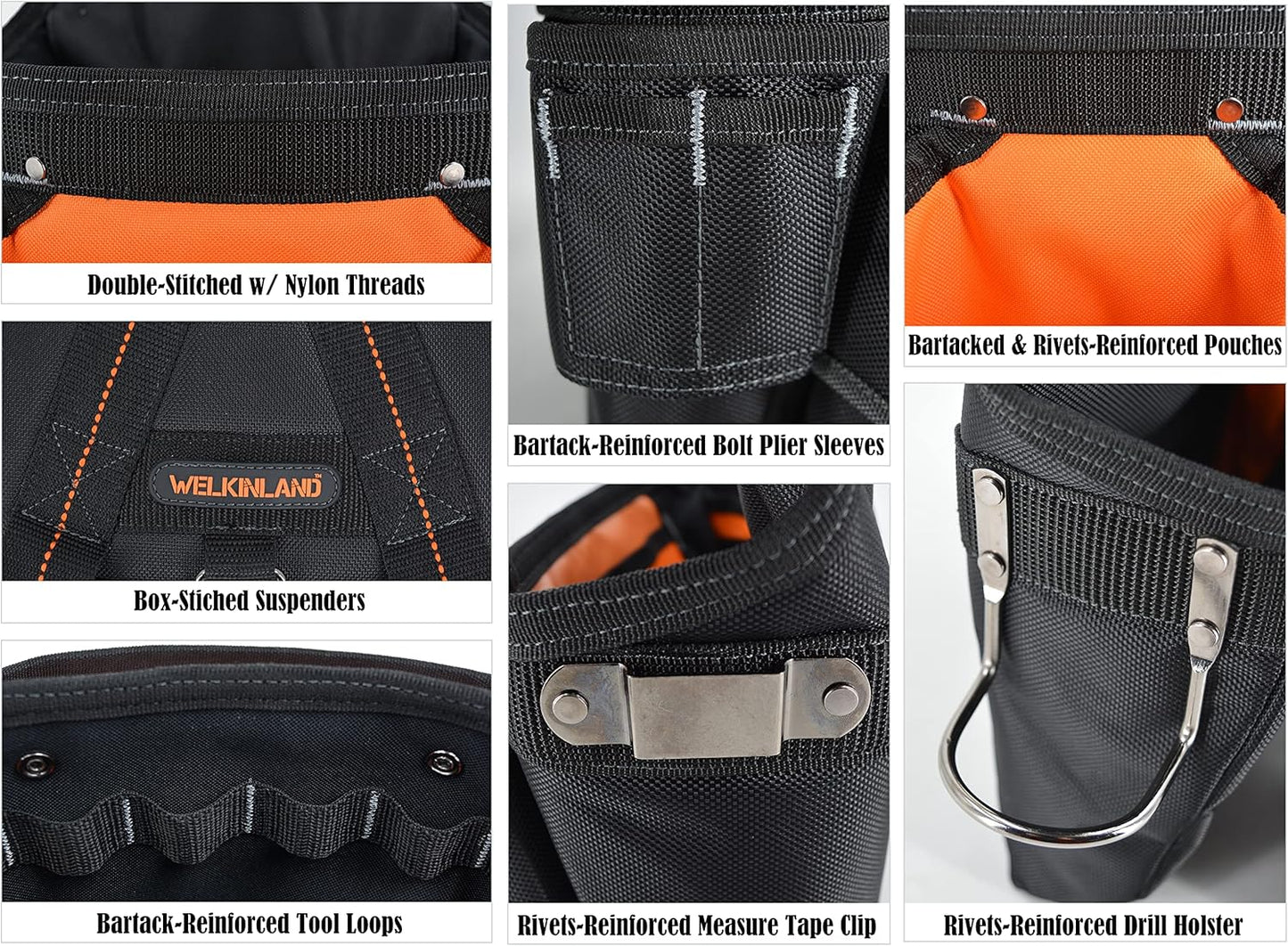 39 Pocket Tool Belt with Suspenders – 4" Padded Carpenter Tool Pouch for Men