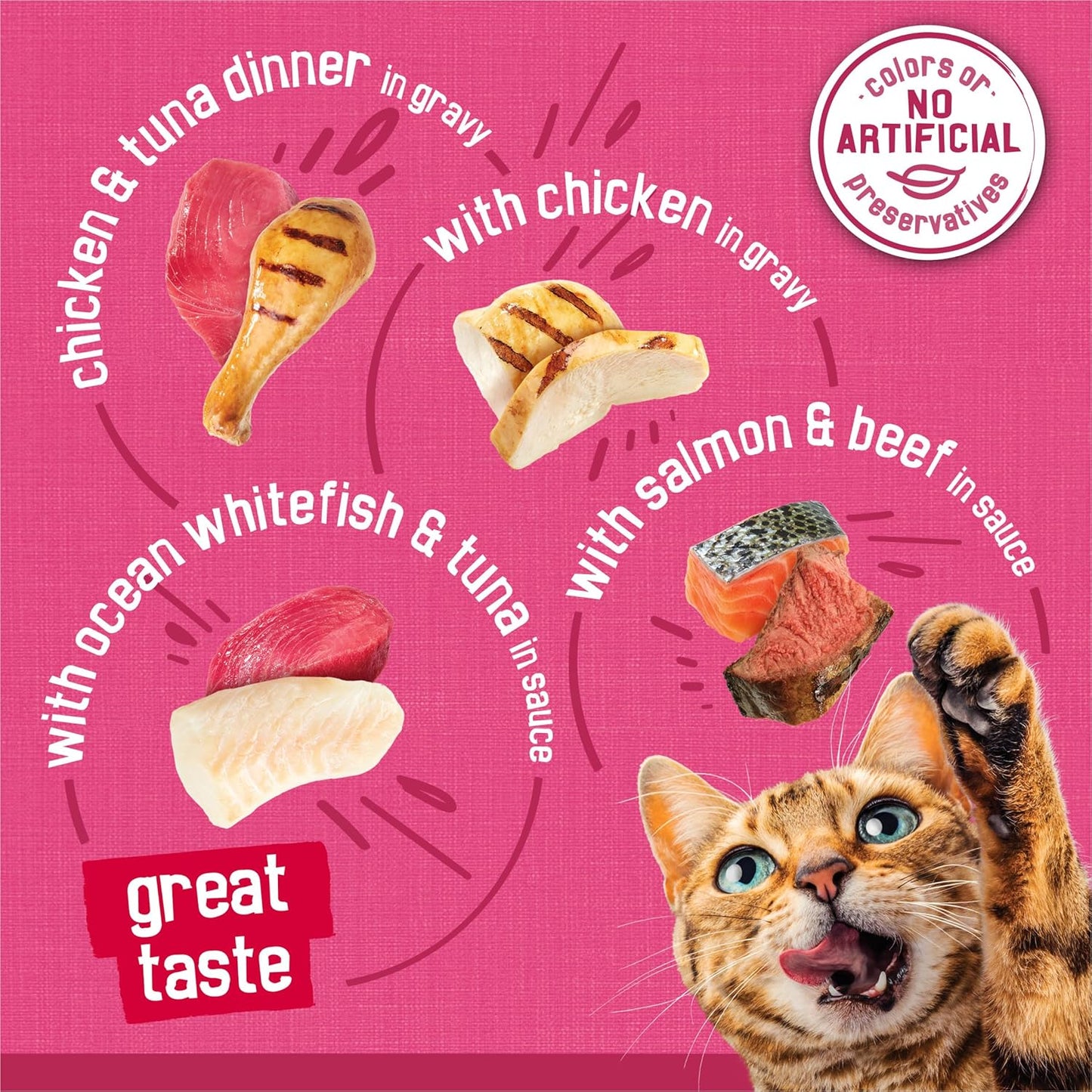 Gravy Wet Cat Food Variety Pack – Surfin' & Turfin' Prime Filets, 5.5 oz Cans (40 Pack)