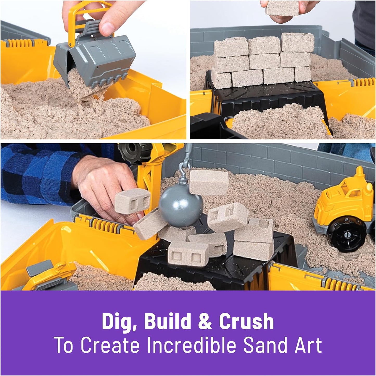Kinetic Sand Construction Site Sandbox with 2lbs Sand & Toy Truck for Ages 3+
