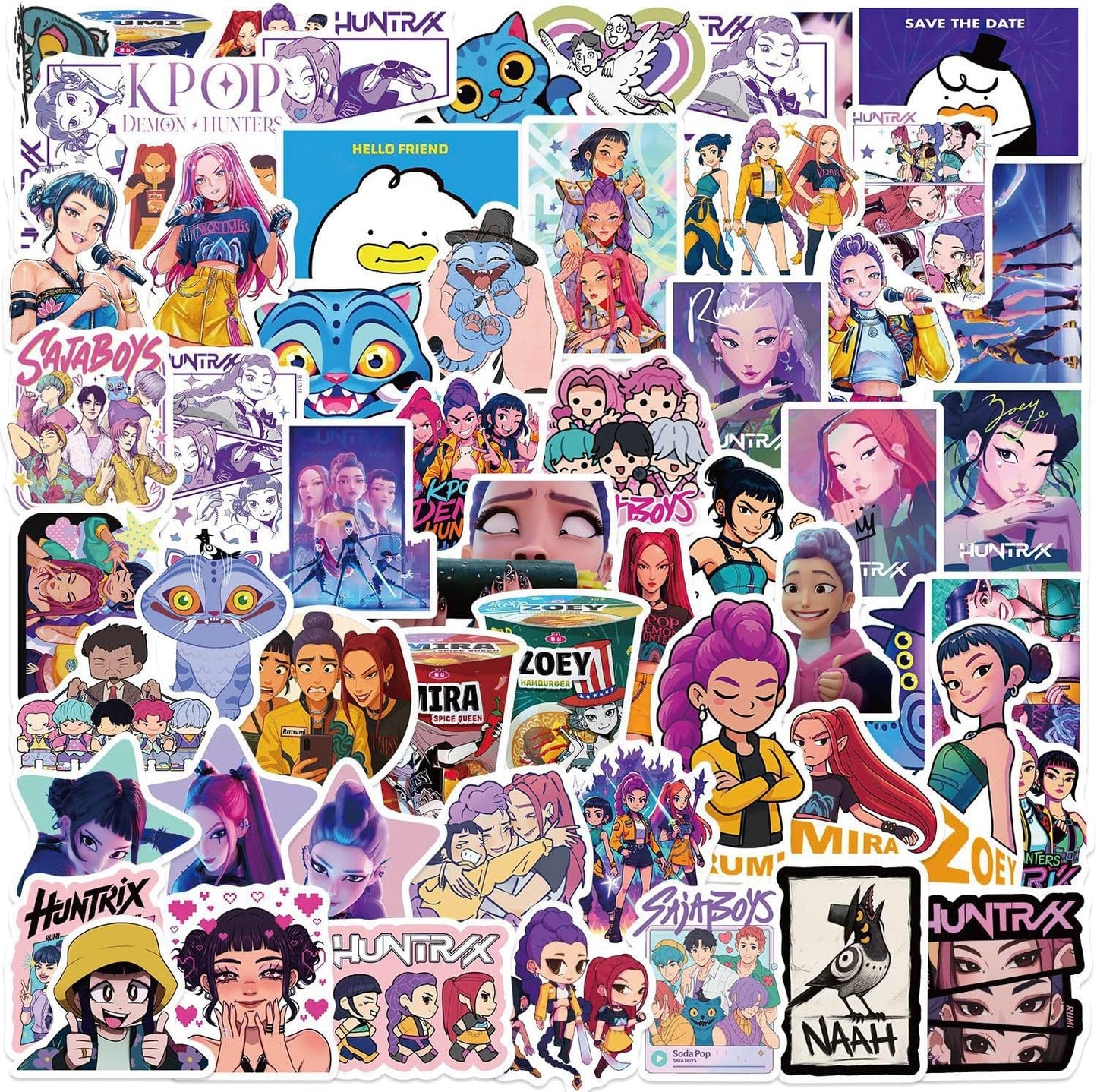 Demon Movie Hunters Stickers (60 PCS) – Korean Idol Anime Vinyl Decals for Water Bottles, Laptops & Phones
