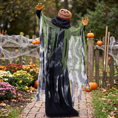 72" Life-Size Halloween Animatronic Ghost Pumpkin – Sound-Activated Haunted House Prop with Creepy Sounds for Outdoor Yard & Garden Décor