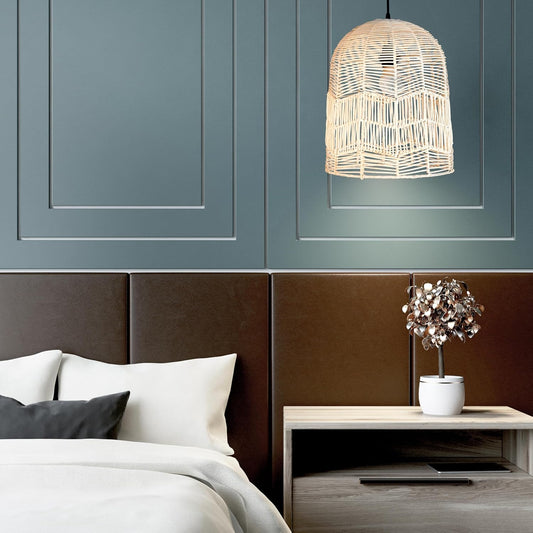 Handcrafted Rattan Pendant Light Shade - Bell Shape, 14"H x 12"W