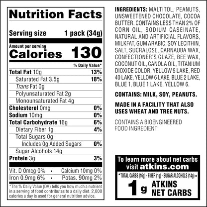 20-Count Chocolate Peanut Candies, Dessert Favorite, 0g Sugar